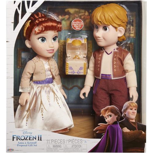 디즈니 Disney Frozen 2 Anna & Kristoff Dolls Proposal Gift Set, Comes with Ring & Ring Box! Features Authentic Film Details & Design for Ages 3+