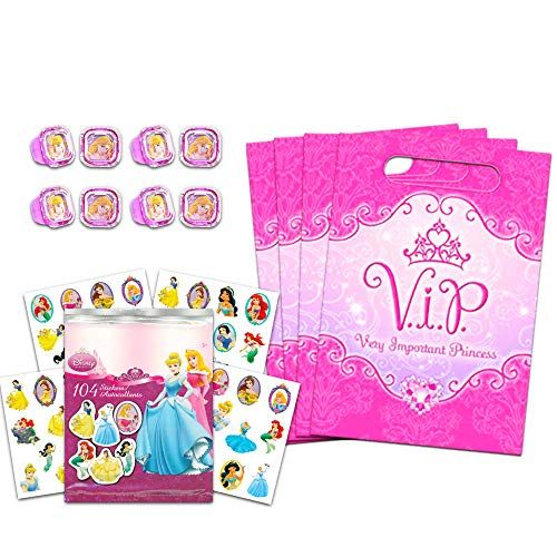 디즈니 Disney Princess Party Favors Value Set Favor Treat Bags, Sparkle Rings, and Disney Princess Stickers