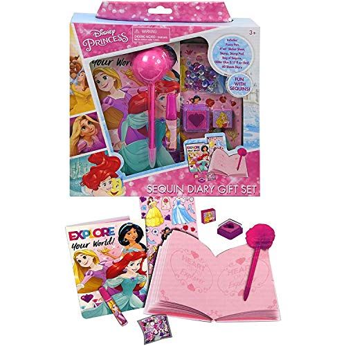 디즈니 Disney Princess Sequin Diary Gift Set in a Box