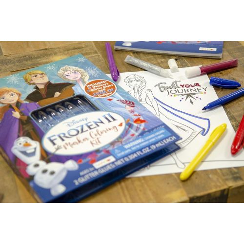 디즈니 Disney Princess Disneys Frozen 2 Elsa and Anna Marker Coloring Kit with Glitter Glue Tubes Bendon AS47345