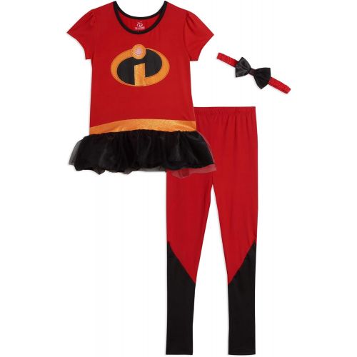 디즈니 Disney Pixar The Incredibles Girls Short Sleeve Costume T Shirt and Leggings Set