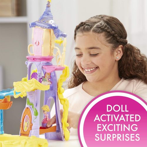 디즈니 Disney Princess Playset Magical Movers Twirling Tower Adventures, 2 Dolls Included Rapunzel and Eugene Fitzherbert, Toy for 4 Year Olds and Up