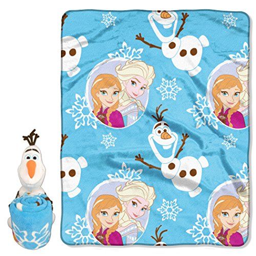 디즈니 Disney Frozen Blizzard Boy Character Pillow and Fleece Throw Blanket Set, 40 x 50, Multi Color