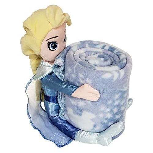 디즈니 Disney Frozen 2, Whimsical Patter Elsa Character Shaped Pillow and Fleece Throw Blanket Set, 40 x 50, Multi Color, 1 Count