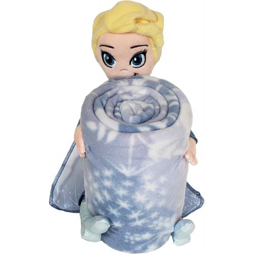 디즈니 Disney Frozen 2, Whimsical Patter Elsa Character Shaped Pillow and Fleece Throw Blanket Set, 40 x 50, Multi Color, 1 Count