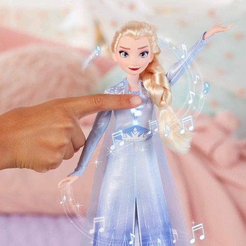 디즈니 Disney Frozen Singing Elsa Fashion Doll with Music Wearing Blue Dress Inspired by 2, Toy for Kids 3 Years & Up