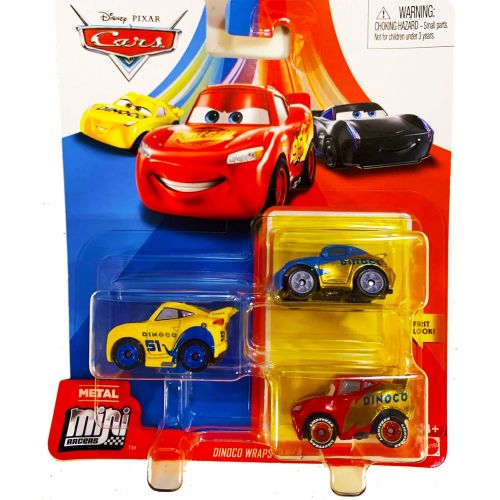 디즈니 Disney Pixar Cars Mini Racers 3 Pack Dinoco Wraps Sally, Lightning McQueen, Cruz Ramirez