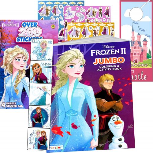 디즈니 Disney Frozen Coloring Book with Stickers Bundle Includes Disney Frozen Coloring Book and Disney Frozen Stickers with 2 Sided Castle Door Hanger