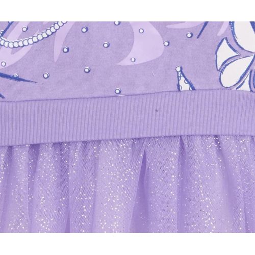 디즈니 Disney Sofia The First Costume Pullover Sweater with Tulle Ruffles Purple