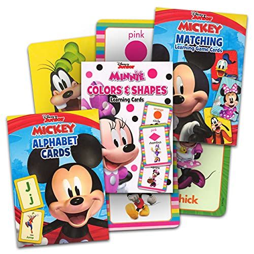 디즈니 Disney Mickey Mouse Clubhouse Flash Cards (Set of 2 Decks). Colors & Shapes and Numbers & Counting Learning Game Cards