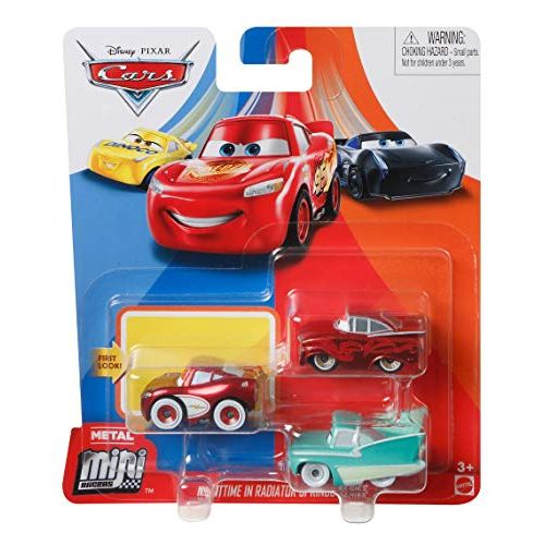 디즈니 Disney Cars Mini Racers Nighttime in Radiator Springs 3 Pack Cruisin Lighting McQueen, Red Ramone, Flo