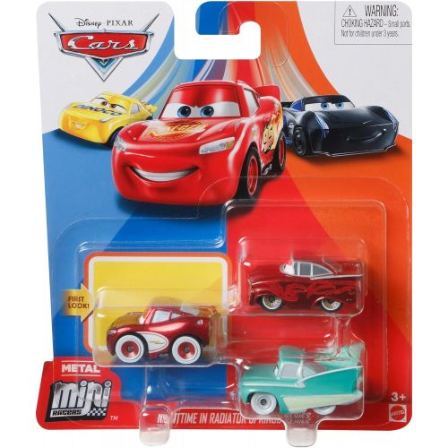 디즈니 Disney Cars Mini Racers Nighttime in Radiator Springs 3 Pack Cruisin Lighting McQueen, Red Ramone, Flo
