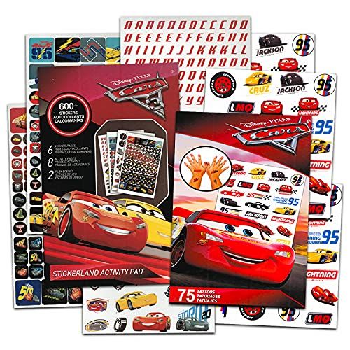 디즈니 Disney/Pixar Cars Stickers and Tattoos Party Favor Pack (Bundle with 250 Stickers and 75 Temporary Tattoos)