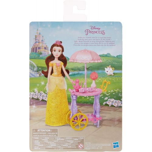 디즈니 Disney Princess Tea Cart for Dolls, with Tea Cups, Tea Pot, Flower Vase, and Umbrella, Toy for Girls 3 and Up