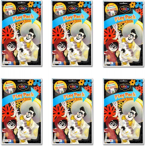 디즈니 Disney Coco Coloring Party Favors Set of 6 with Stickers, Crayons, and Mini Coloring Books Bundle Includes 6 Separately Licensed GWW Reward Stickers