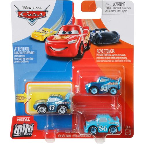 디즈니 Disney Cars GKG07 Pixars Cars Mini Racers Dinoco Daydream Series 3 Pack, Multicoloured