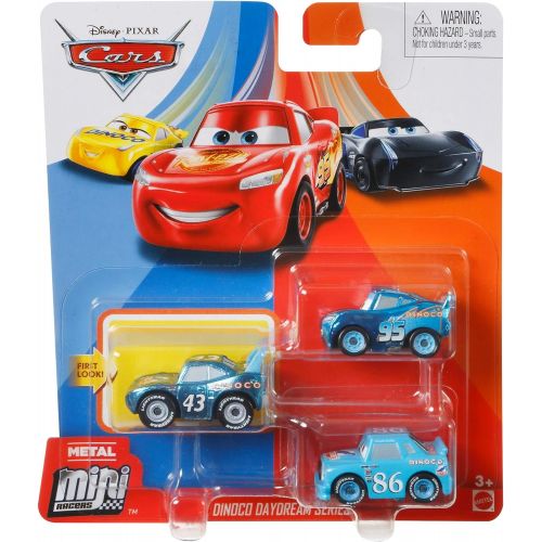 디즈니 Disney Cars GKG07 Pixars Cars Mini Racers Dinoco Daydream Series 3 Pack, Multicoloured