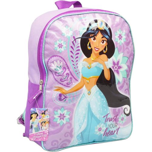 디즈니 Disney Princess Backpack 6 Pc Set with 16 Jasmine Backpack, Water Bottle, and More