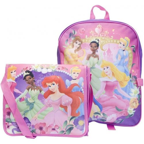 디즈니 Disney 5 Princess Large Backpack and Detachable Messenger Tote Bag