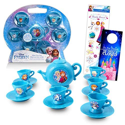 디즈니 Disney Studio Disney Frozen Tea Party Set Bundle ~ 13 Piece Tea Set with Frozen Tea Cups, Saucers, and Tea Kettle Plus Stickers (Frozen Teapot Sets for Girls)