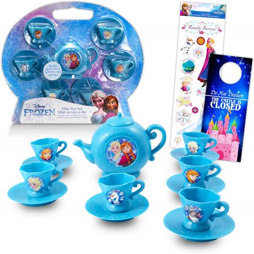 디즈니 Disney Studio Disney Frozen Tea Party Set Bundle ~ 13 Piece Tea Set with Frozen Tea Cups, Saucers, and Tea Kettle Plus Stickers (Frozen Teapot Sets for Girls)