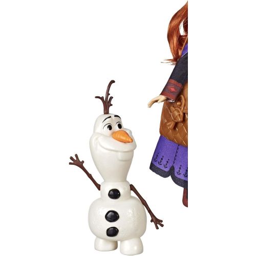 디즈니 Disney Frozen Anna Doll with Buildable Olaf Figure & Backpack Accessory, Inspired by 2 Movie, Brown