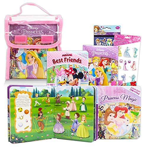 디즈니 Disney Studio Disney Princess Puzzle Books Bundle Featuring Belle, Cinderella, Minnie, Sofia The First, and More ~ 4 Disney Travel Game Books with Bonus Stickers (Disney Princess Board Books).