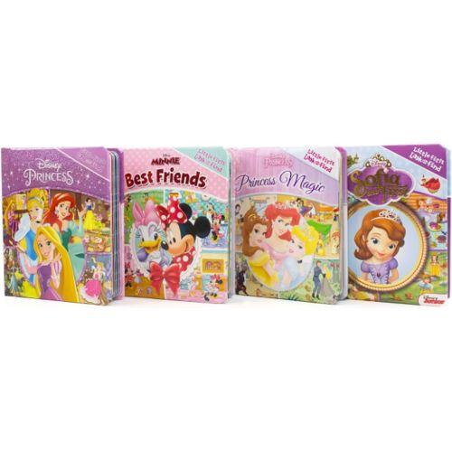 디즈니 Disney Studio Disney Princess Puzzle Books Bundle Featuring Belle, Cinderella, Minnie, Sofia The First, and More ~ 4 Disney Travel Game Books with Bonus Stickers (Disney Princess Board Books).