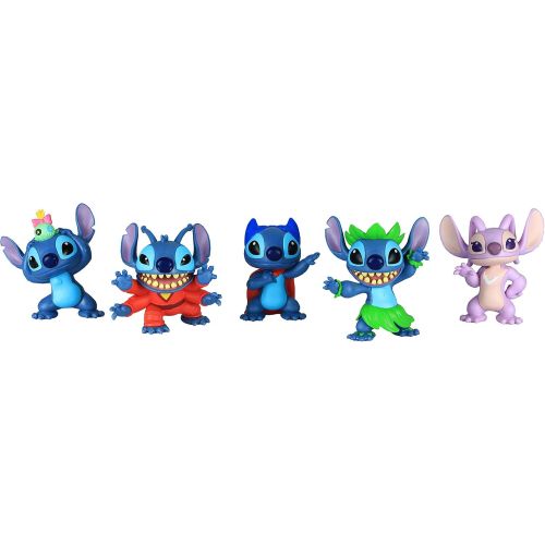 디즈니 Disney’s Lilo & Stitch Collectible Stitch Figure Set, 5 pieces, by Just Play , Blue