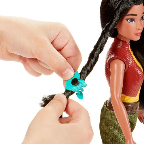 디즈니 Disney Princess Disneys Raya and The Last Dragon Strength and Style Set Fashion Doll, Hair Twisting Tool, Hair Clips, Toy for 5 Year Old Kids and Up