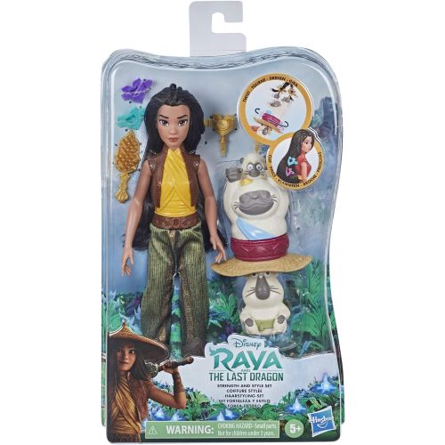 디즈니 Disney Princess Disneys Raya and The Last Dragon Strength and Style Set Fashion Doll, Hair Twisting Tool, Hair Clips, Toy for 5 Year Old Kids and Up