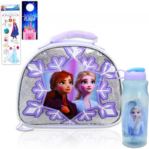 디즈니 Disney Studio Disney Frozen Water Bottle Lunch Box Bundle ~ Frozen Lunch Bag And 16.5oz Refillable Water Bottle With Stickers Frozen Accessories For Girls (Frozen School Supplies)