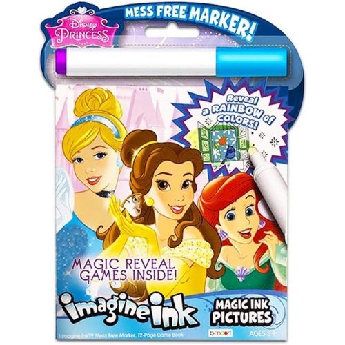 디즈니 Disney Princess Magic Ink Coloring Book Set Bundle of 3 Imagine Ink Books for Girls Kids Toddlers Featuring Disney Princess, Moana, and Minnie Mouse with Invisible Ink Pens and