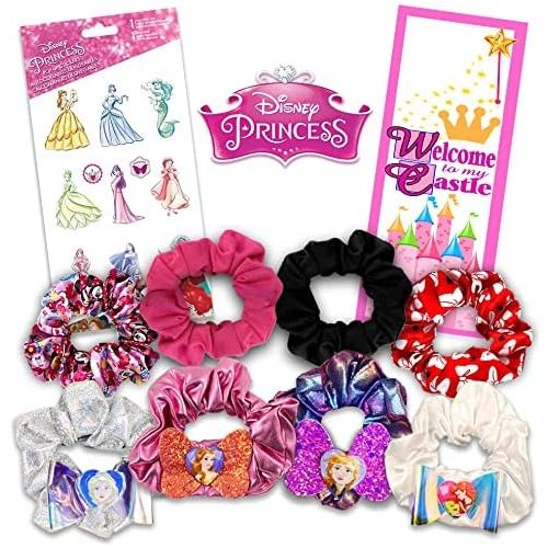 디즈니 Disney Studio Disney Princess Scrunchies Bundle Princess Accessories Set 8 Pc Princess Hair Accessories for Girls Women with Disney Princess with Stickers (Princess Accessory Set)