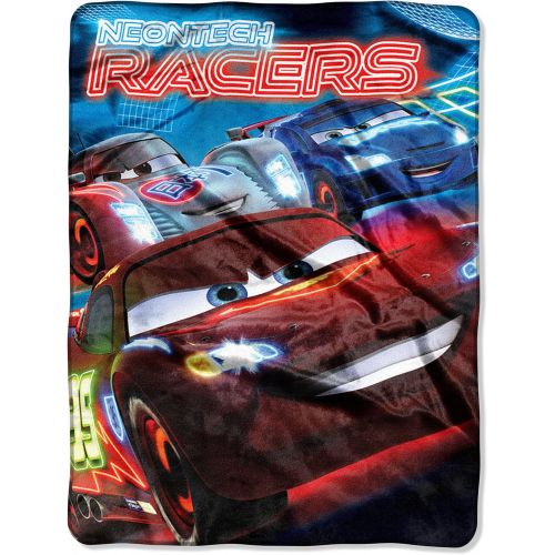 디즈니 Disney Pixars Cars, Neon Tech Micro Raschel Throw Blanket, 46 x 60, Multi Color