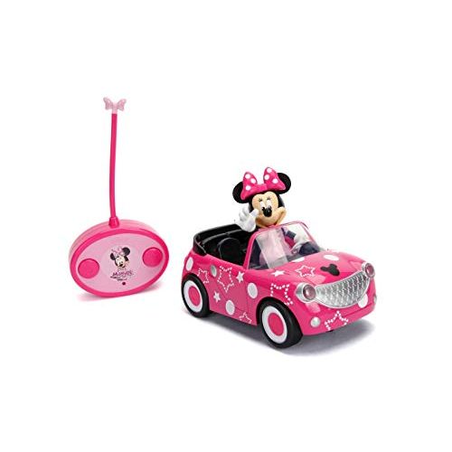 디즈니 Disney Junior 7.5 Minnie Mouse Roadster RC Remote Control Car Pink 27MHz, Toys for Kids , Pink With Stars and Polka Dots