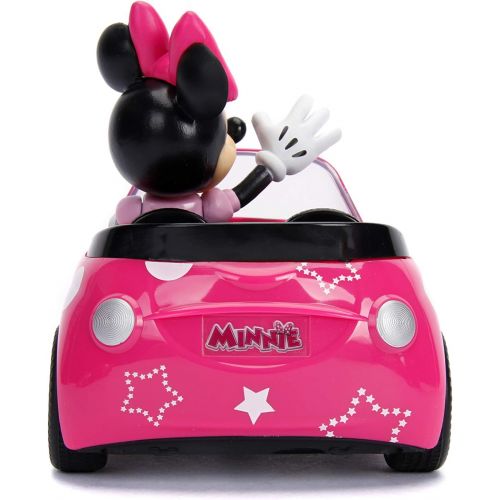 디즈니 Disney Junior 7.5 Minnie Mouse Roadster RC Remote Control Car Pink 27MHz, Toys for Kids , Pink With Stars and Polka Dots