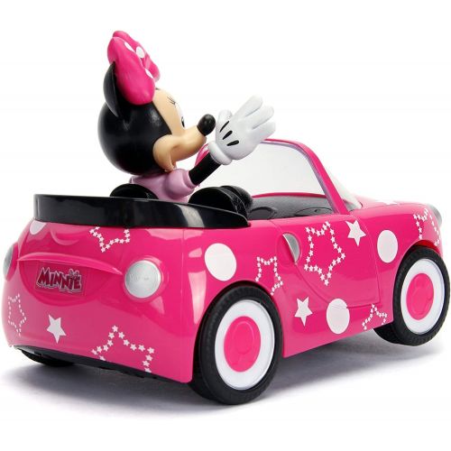 디즈니 Disney Junior 7.5 Minnie Mouse Roadster RC Remote Control Car Pink 27MHz, Toys for Kids , Pink With Stars and Polka Dots