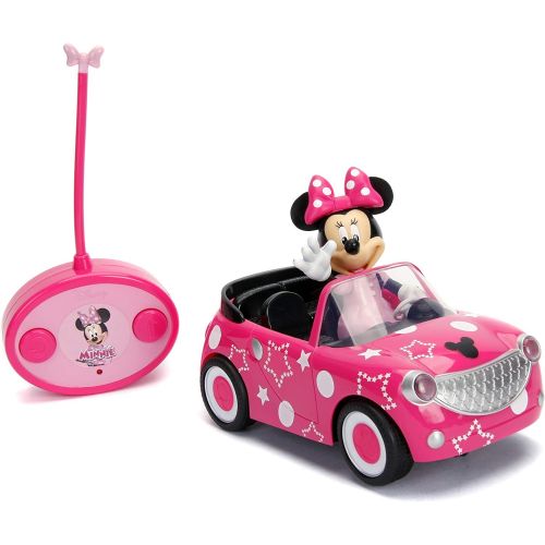 디즈니 Disney Junior 7.5 Minnie Mouse Roadster RC Remote Control Car Pink 27MHz, Toys for Kids , Pink With Stars and Polka Dots