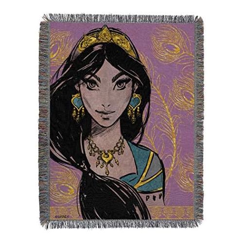 디즈니 Disney Aladdin, Royal Jasmine Metallic Woven Tapestry Throw Blanket, One Size
