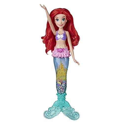 디즈니 Disney Princess Glitter n Glow Ariel Doll with Lights, Mermaid Tail with Water, Sparkles, and Seashells Inside, Toy for Kids and Fans of Disney Movies