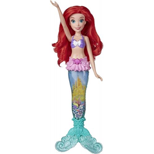 디즈니 Disney Princess Glitter n Glow Ariel Doll with Lights, Mermaid Tail with Water, Sparkles, and Seashells Inside, Toy for Kids and Fans of Disney Movies