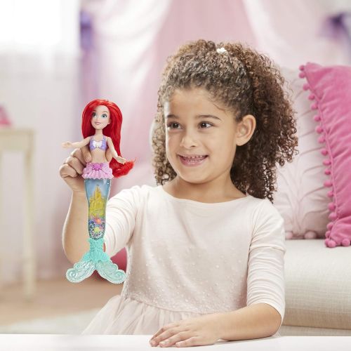 디즈니 Disney Princess Glitter n Glow Ariel Doll with Lights, Mermaid Tail with Water, Sparkles, and Seashells Inside, Toy for Kids and Fans of Disney Movies