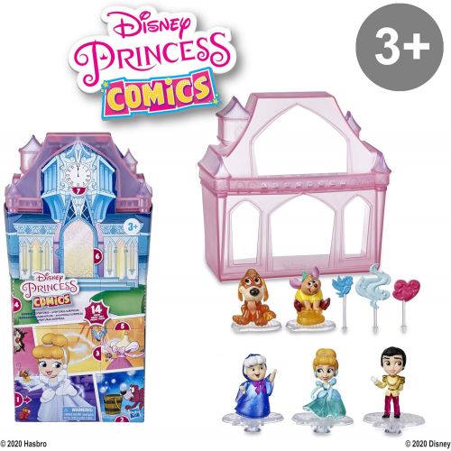 디즈니 Disney Princess Comics Surprise Adventures Cinderella with 5 Dolls, Accessories, and Display Case, Fun Unboxing Toy for Kids 3 Years and Up