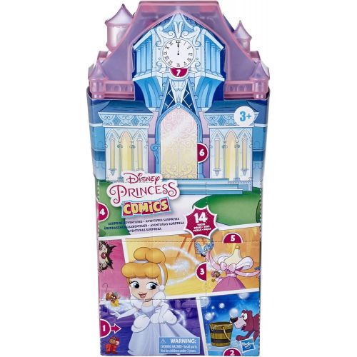 디즈니 Disney Princess Comics Surprise Adventures Cinderella with 5 Dolls, Accessories, and Display Case, Fun Unboxing Toy for Kids 3 Years and Up
