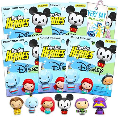 디즈니 Disney Studio Disney Mystery Minis Bundle Disney Playset 6 Pack Disney Pint Size Heroes Disney Mini Figure Blind Bag Toys Featuring Mickey, Ariel, Buzz Lightyear, and More with Inside Out Book