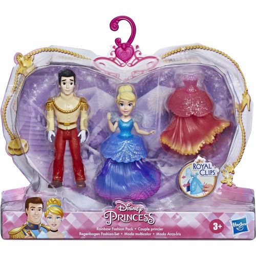 디즈니 Disney Princess Cinderella and Prince Charming Collectible Small Doll Royal Clips Fashion Toys with Extra Dress