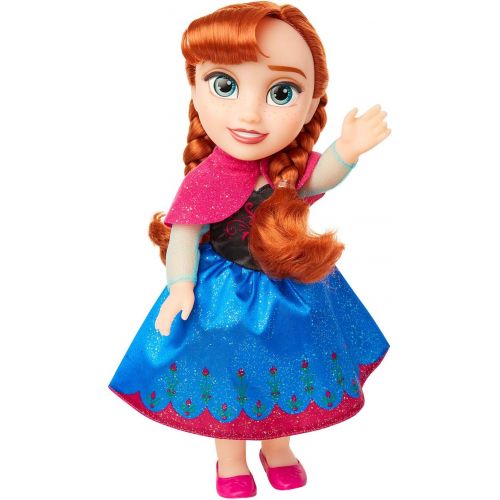 디즈니 Disney Frozen Anna Toddler Doll with Movie Inspired Blue & Pink Outfit, Shoes & Braided Hair Style Approximately 14 Tall, for Girls Ages 3 Year & Up