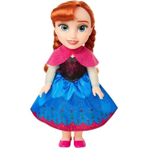 디즈니 Disney Frozen Anna Toddler Doll with Movie Inspired Blue & Pink Outfit, Shoes & Braided Hair Style Approximately 14 Tall, for Girls Ages 3 Year & Up