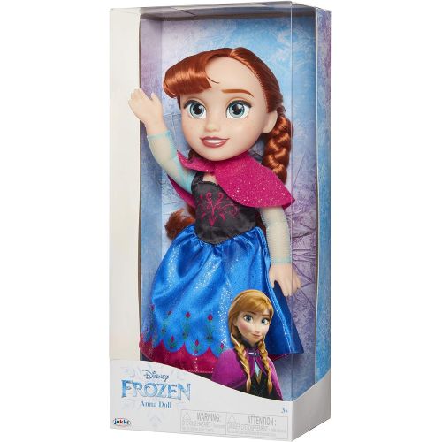 디즈니 Disney Frozen Anna Toddler Doll with Movie Inspired Blue & Pink Outfit, Shoes & Braided Hair Style Approximately 14 Tall, for Girls Ages 3 Year & Up